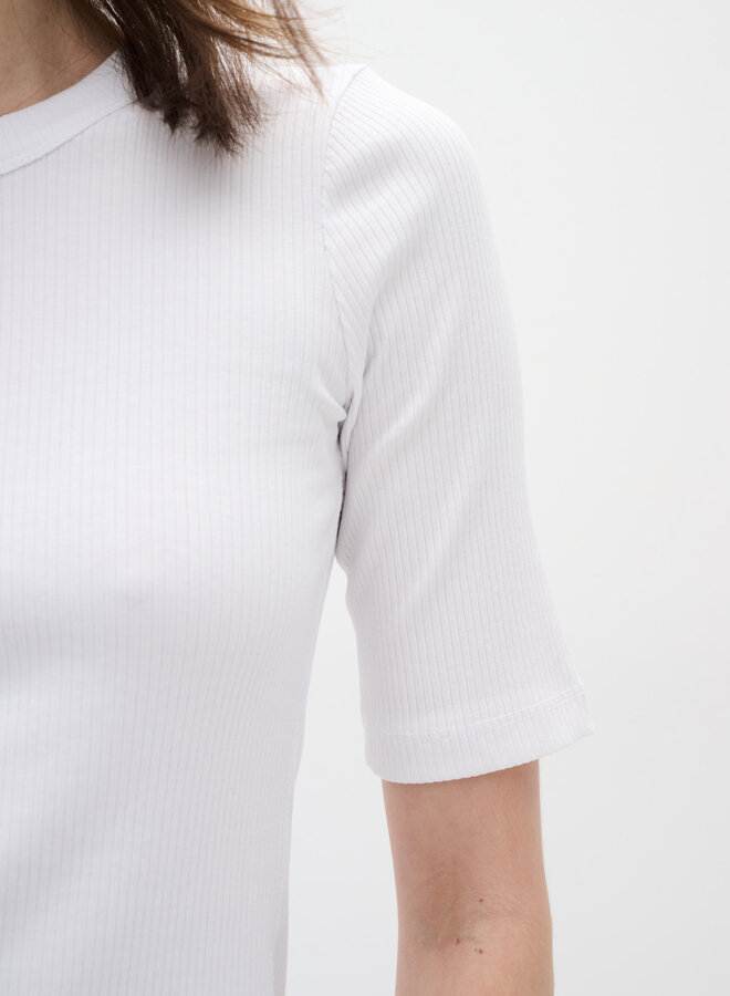 T-shirt InWear Dagna côtelé à manches aux coudes blanc