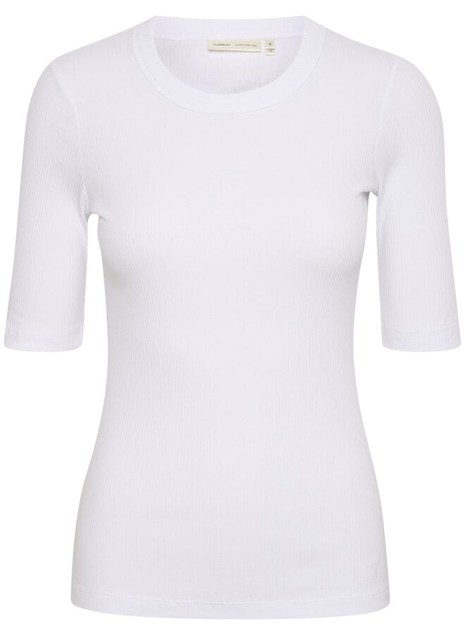 T-shirt InWear Dagna côtelé à manches aux coudes blanc