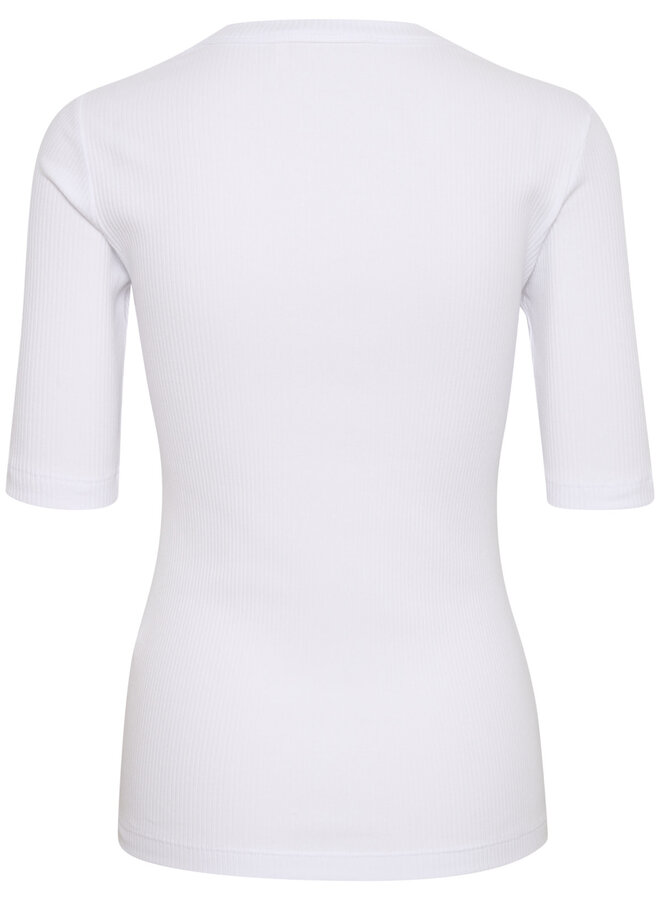 T-shirt InWear Dagna côtelé à manches aux coudes blanc