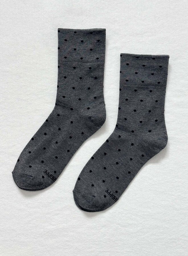 Bas Le Bon Shoppe Sneaker gris charcoal à pois noirs