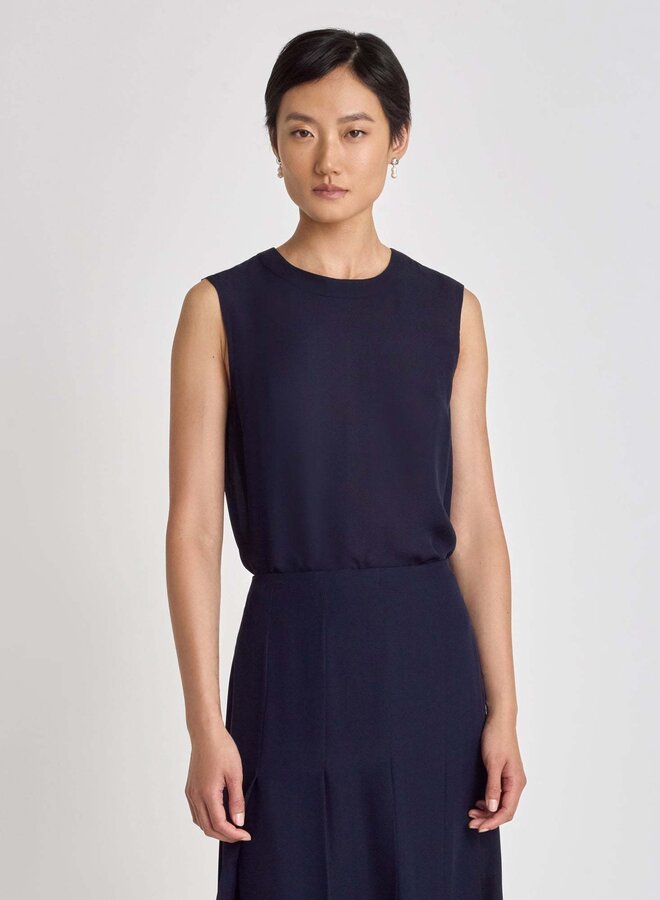 Haut Judith & Charles Prism en soie bleu marine