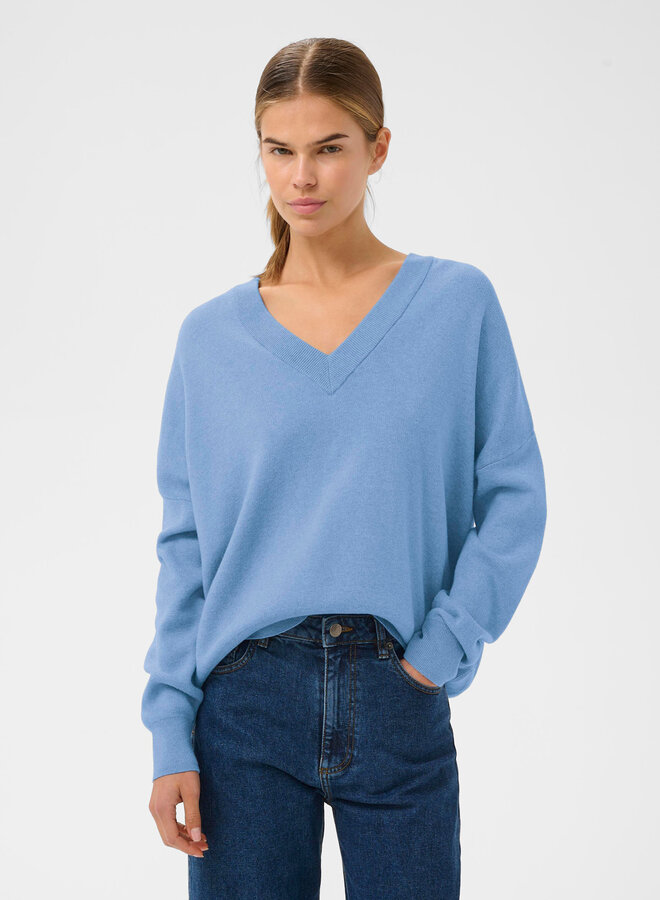 Tricot InWear Foster à col V bleu Côte d’Azur mélange