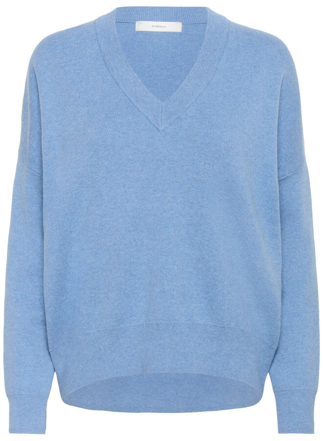 Tricot InWear Foster à col V bleu Côte d’Azur mélange