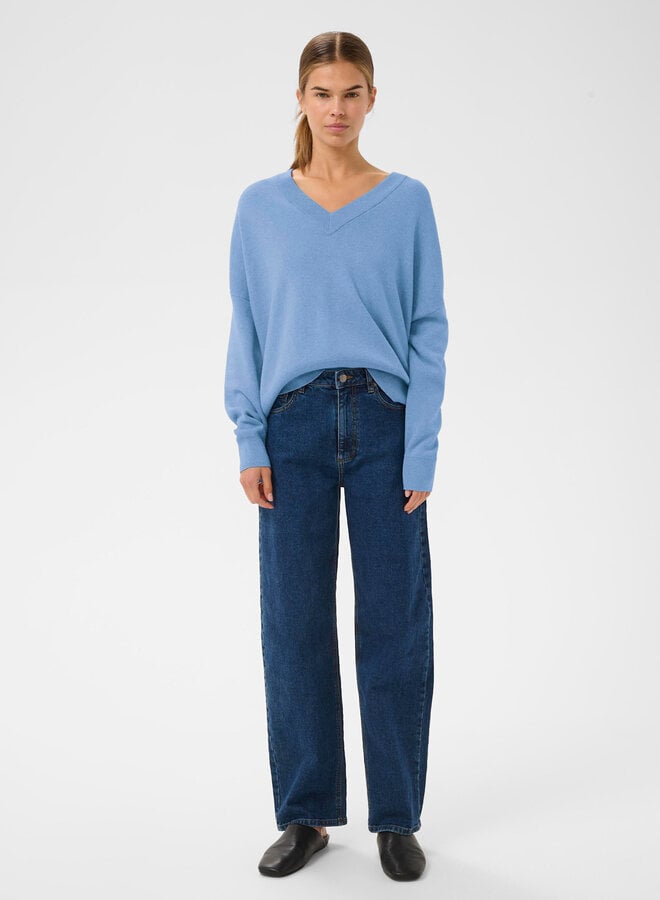 Tricot InWear Foster à col V bleu Côte d’Azur mélange