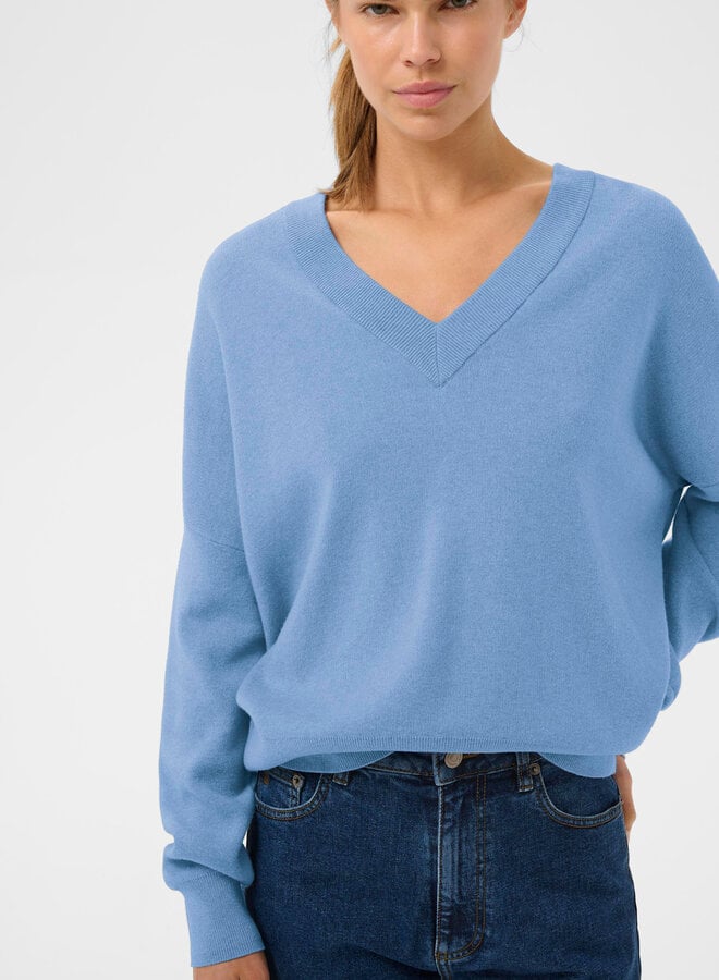 Tricot InWear Foster à col V bleu Côte d’Azur mélange