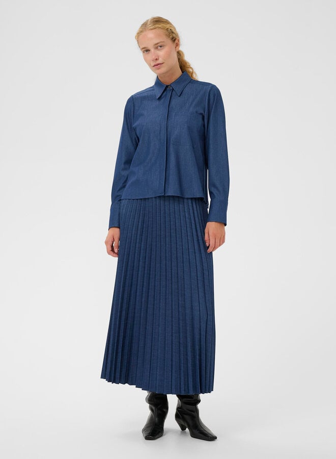 Jupe longue InWear Cherrie à plis bleu denim foncé