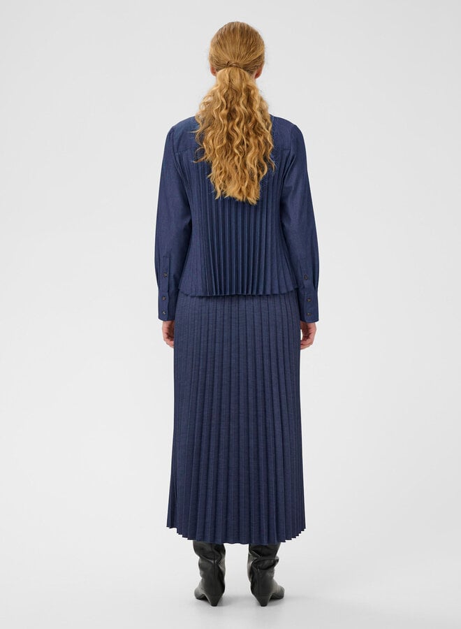 Blouse InWear Cherrie à col classique & plis au dos bleu denim foncé