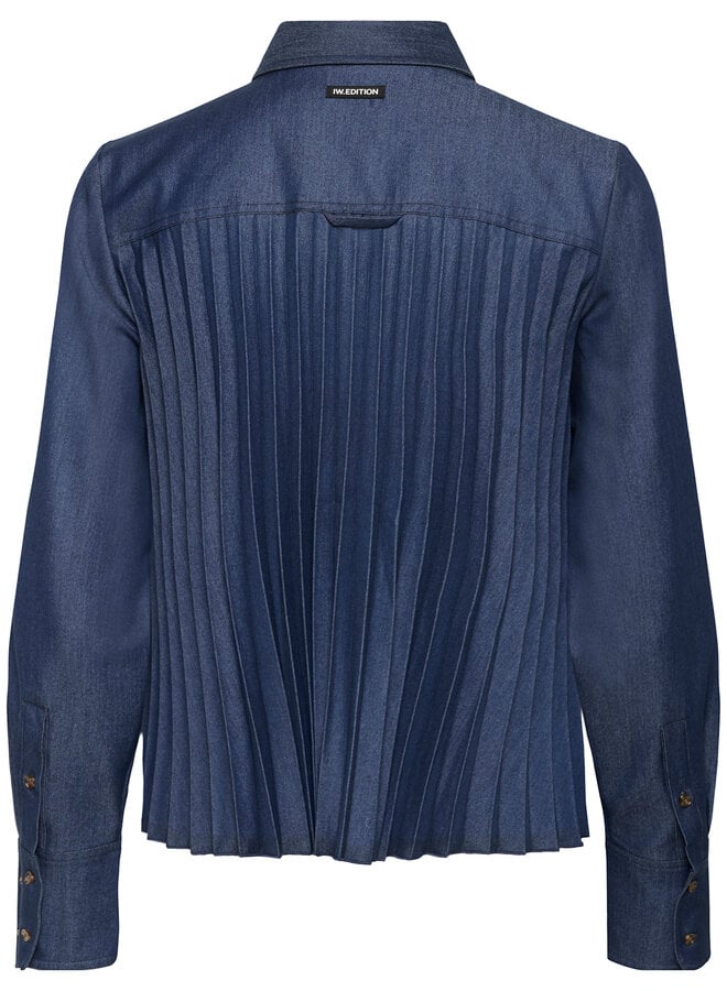 Blouse InWear Cherrie à col classique & plis au dos bleu denim foncé