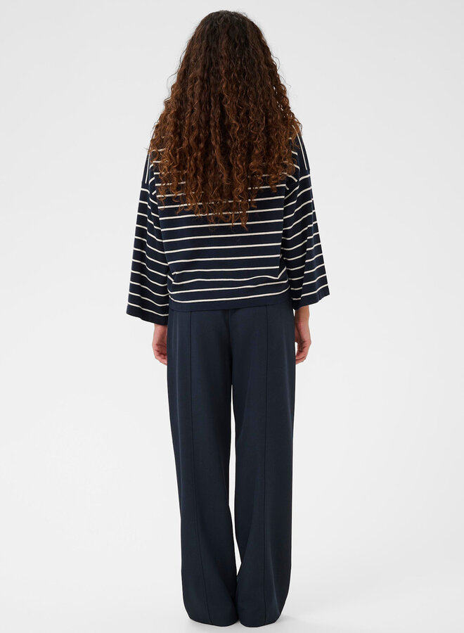 Tricot Soaked Spina Boxy bleu marine rayé écru