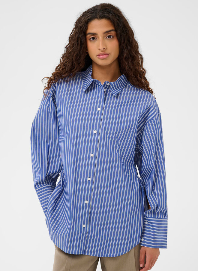 Chemise Soaked Calken à col classique bleu roi rayée