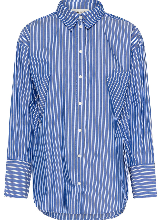 Chemise Soaked Calken à col classique bleu roi rayée