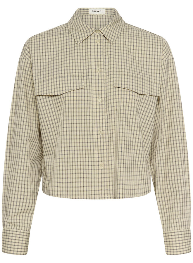 Chemise Soaked Sivah beige à carreaux noirs