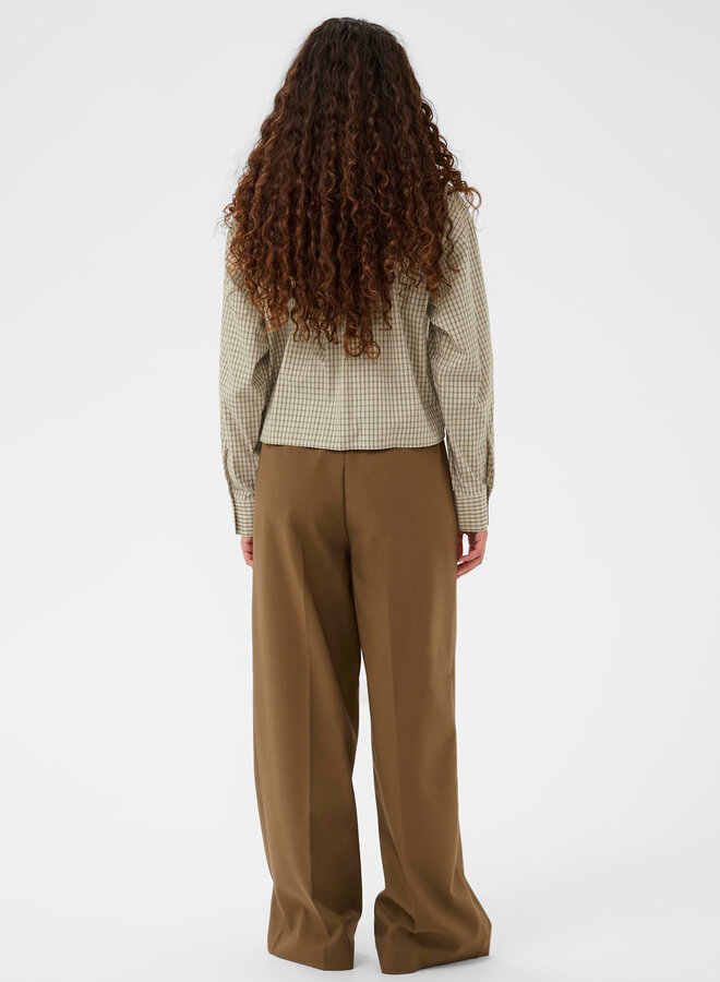 Chemise Soaked Sivah beige à carreaux noirs