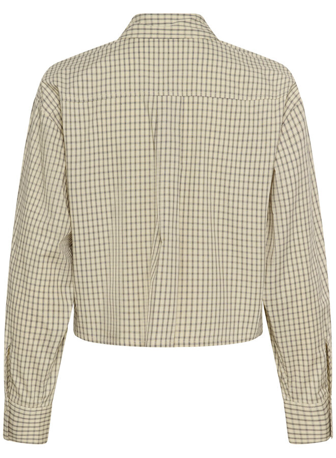 Chemise Soaked Sivah beige à carreaux noirs
