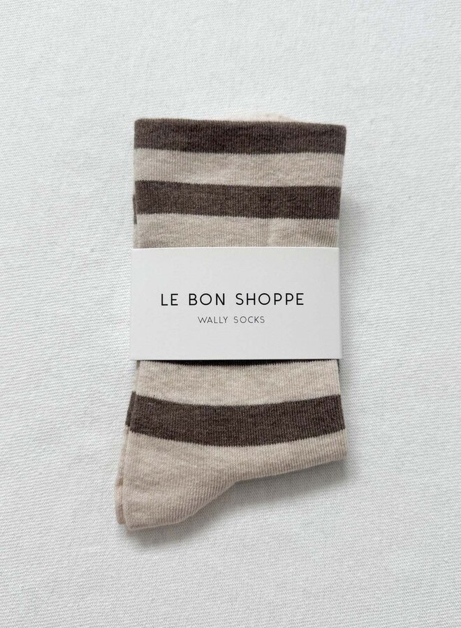 Bas Le Bon Shoppe Wally écrus à rayures larges brun taupe