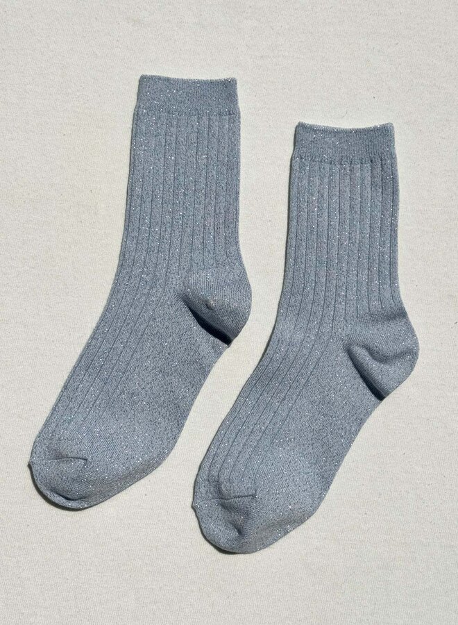 Bas Le Bon Shoppe Her Socks bleu pâle en lurex