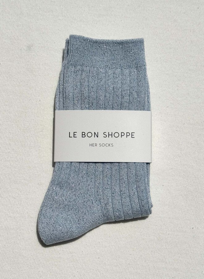Bas Le Bon Shoppe Her Socks bleu pâle en lurex