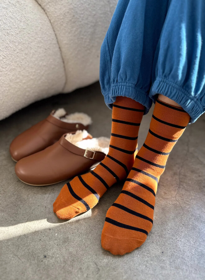 Bas Le Bon Shoppe Wally camel rayés noirs