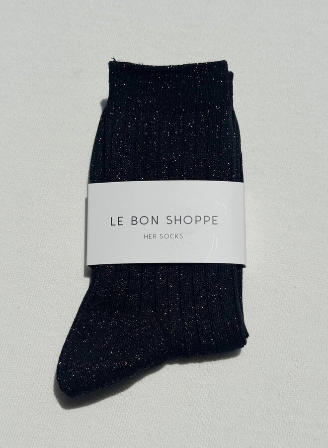 Bas Le Bon Shoppe Her Socks noirs en lurex cuivre