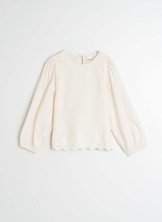 Chemise Indi&Cold col rond avec broderie anglaise écrue