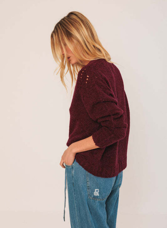 Cardigan Indi & Cold à col V boutonné bordeaux