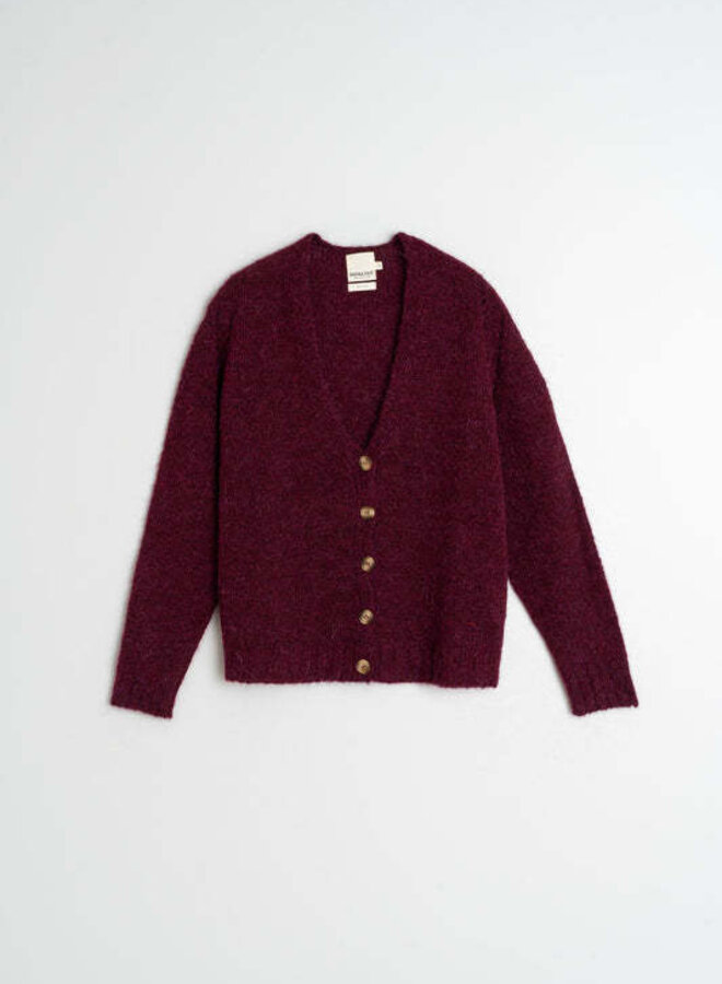 Cardigan Indi & Cold à col V boutonné bordeaux