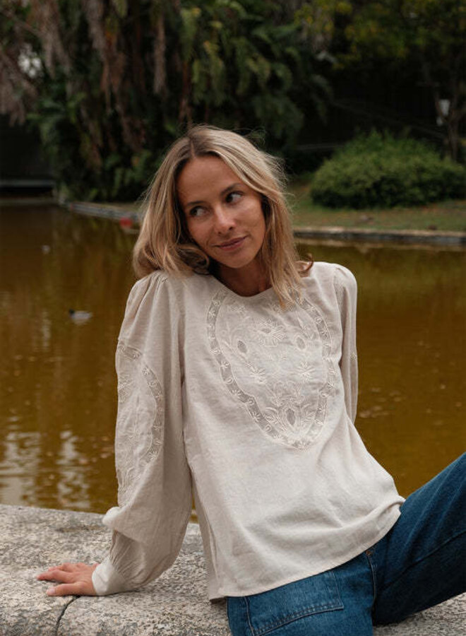 Blouse Indi & Cold à dentelle grège