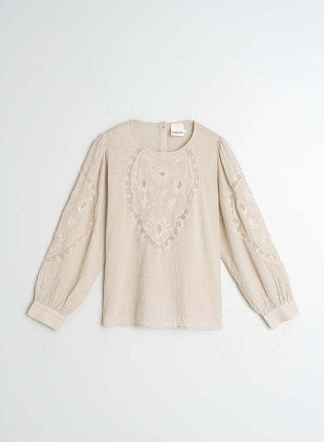 Blouse Indi & Cold à dentelle gris perle