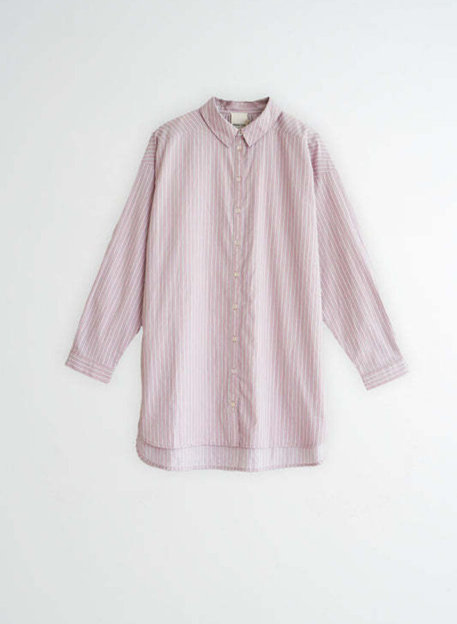 Chemise Indi & Cold longue rose rayée bleu et blanc