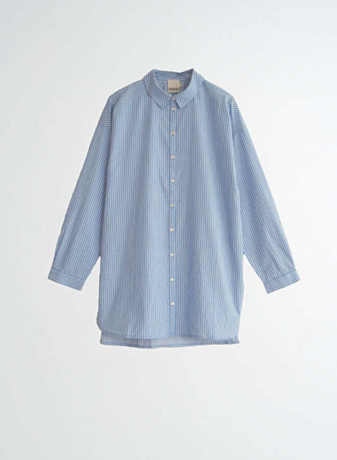 Chemise Indi & Cold longue bleue rayée gris et blanc