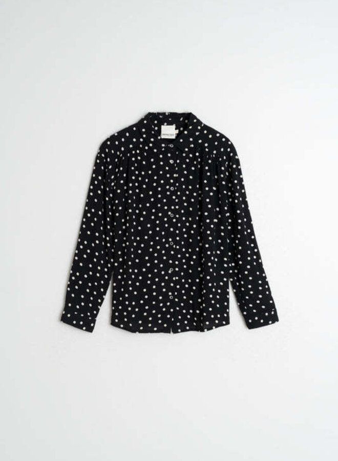 Chemise Indi&Cold à col classique noire à pois blancs