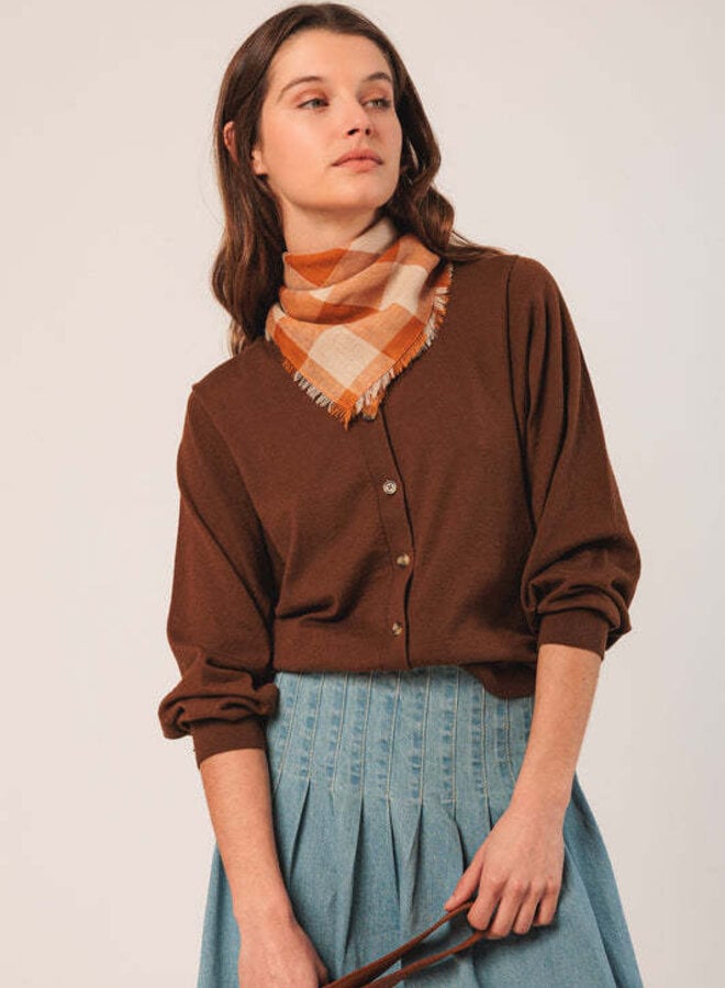 Cardigan Indi&Cold en coton mince tabac