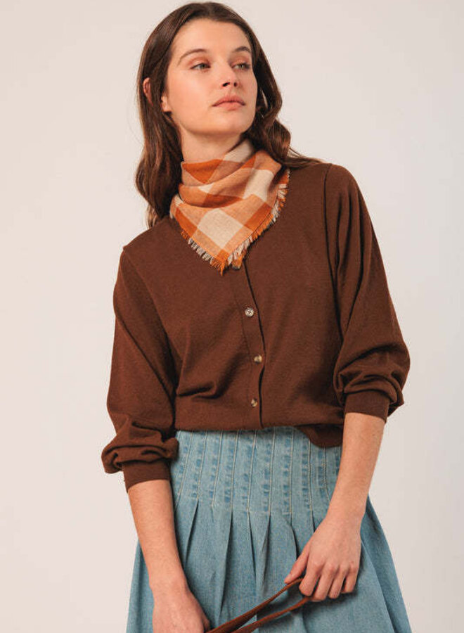 Cardigan Indi&Cold en coton mince tabac