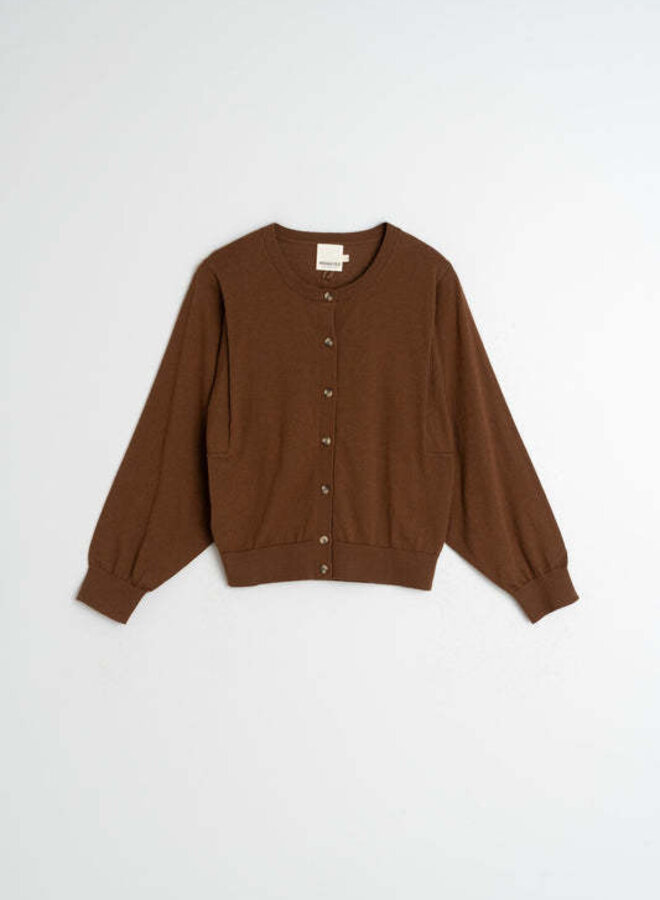 Cardigan Indi&Cold en coton mince tabac