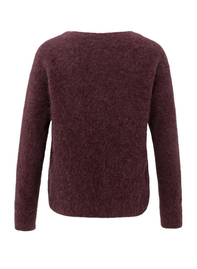 Tricot Yaya à col V prune foncée