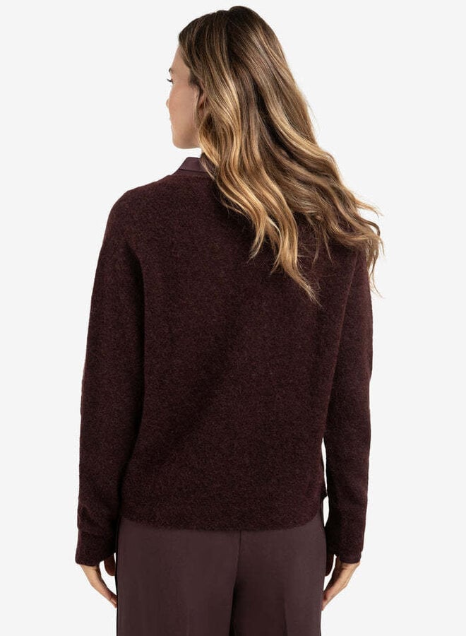 Tricot Yaya à col V prune foncée