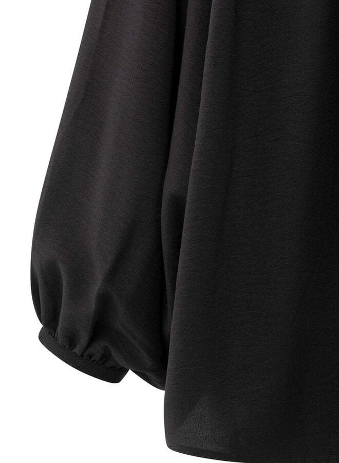 Blouse Yaya à col classique ample & courte noire