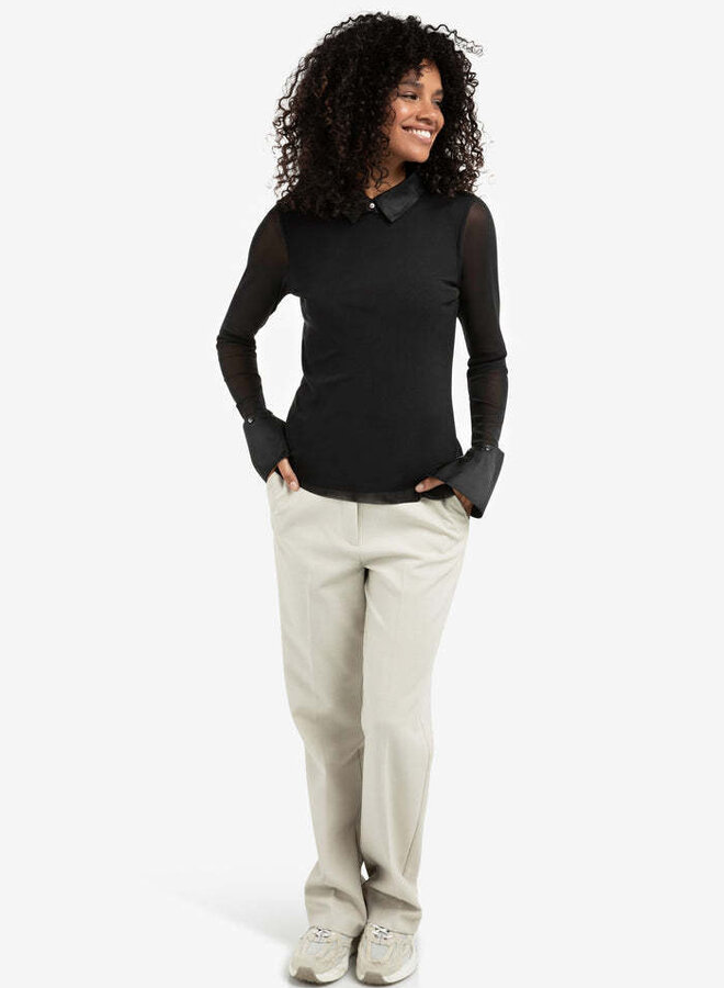 Chandail Yaya avec col amovible satiné noir