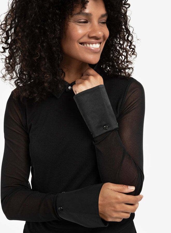 Chandail Yaya avec col amovible satiné noir