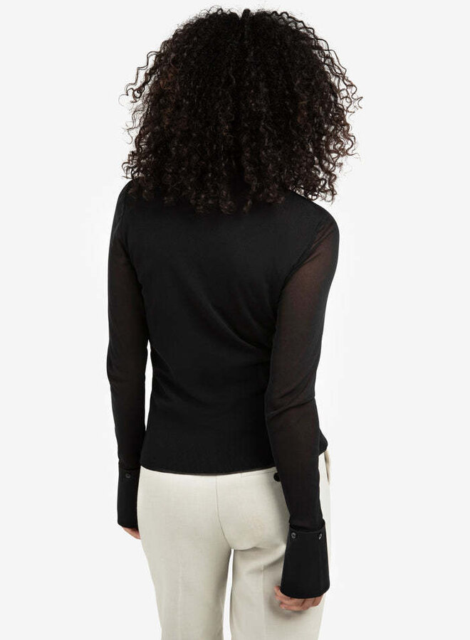 Chandail Yaya avec col amovible satiné noir