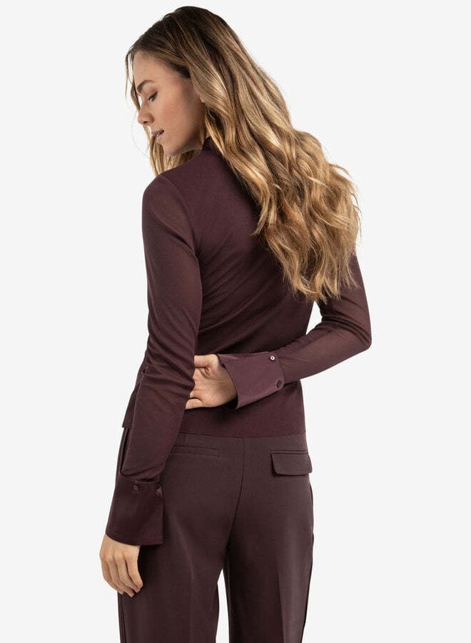 Chandail Yaya avec col amovible satiné prune foncée