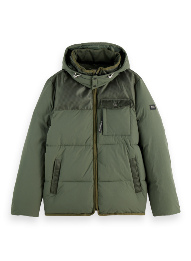 Manteau Scotch & Soda à capuche vert thym