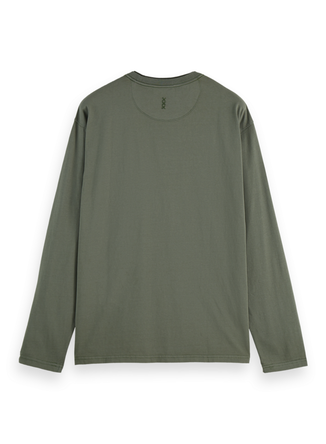 T-shirt Scotch & Soda à manches longues & double col vert thym