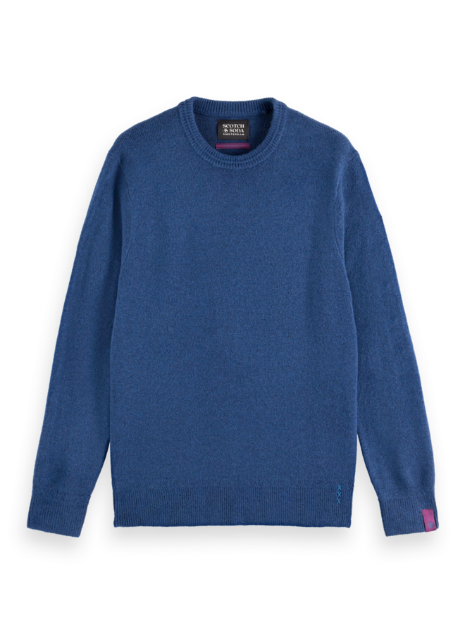 Tricot Scotch & Soda à col rond bleu cobalt