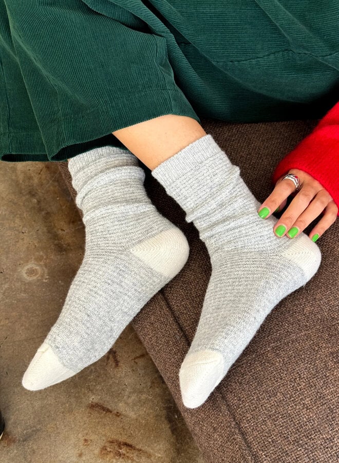 Bas Le Bon Shoppe Wool Waffled gris pâle