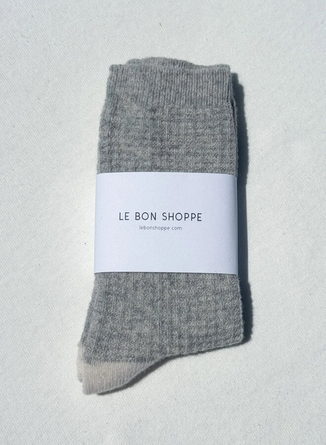 Bas Le Bon Shoppe Wool Waffled gris pâle