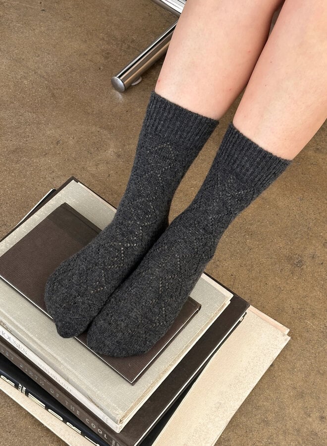 Bas Le Bon Shoppe Cashmere Pointelle gris charcoal