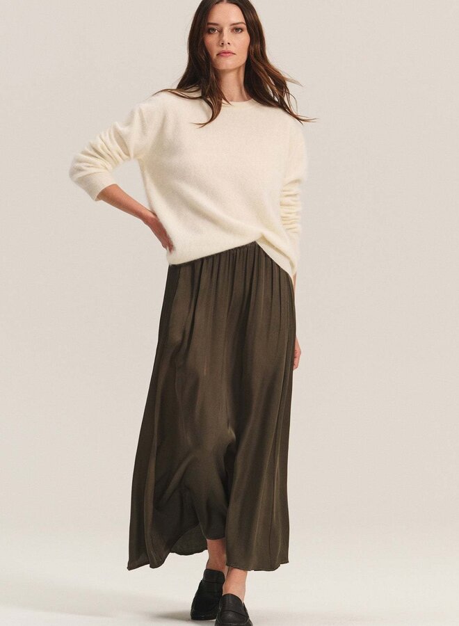 Jupe midi Velvet Juniper satinée vert minéral