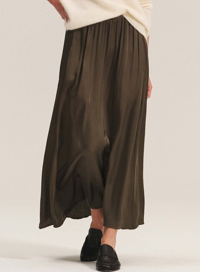 Jupe midi Velvet Juniper satinée vert minéral