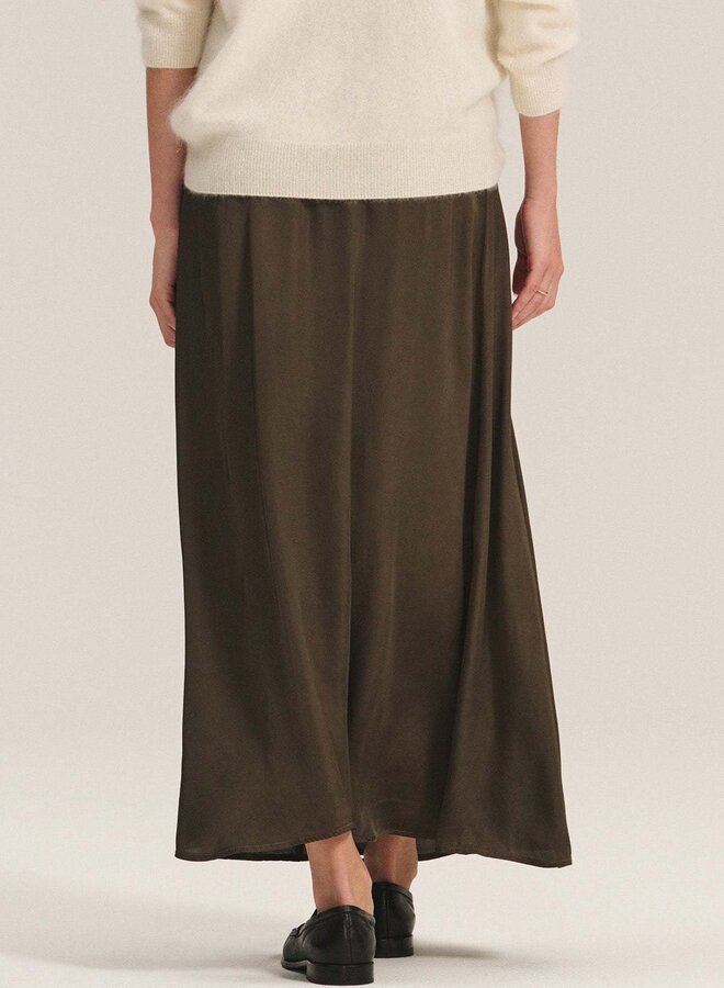 Jupe midi Velvet Juniper satinée vert minéral
